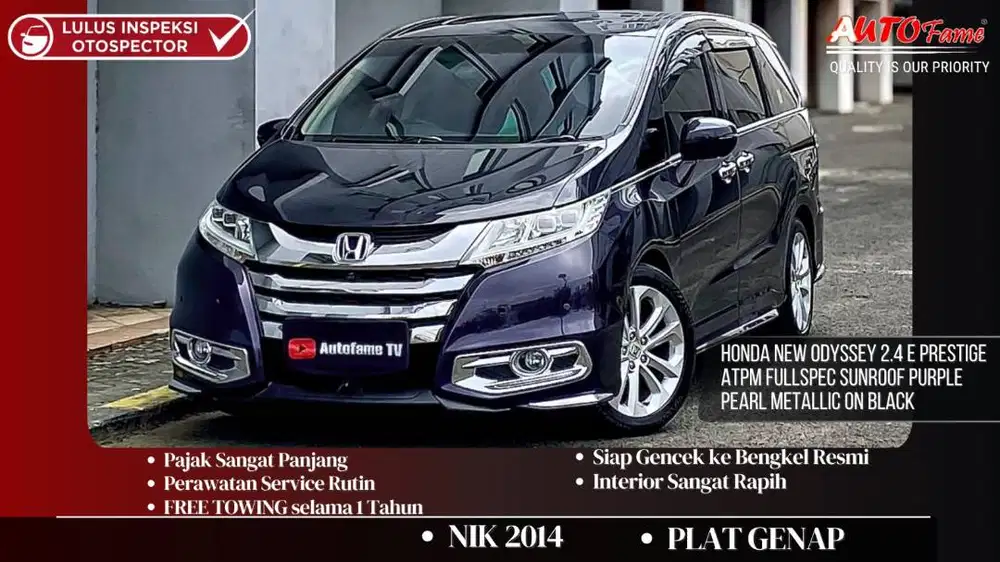 Honda New Odyssey 2.4 E Prestige ATPM Fullspec Sunroof NIK 2014