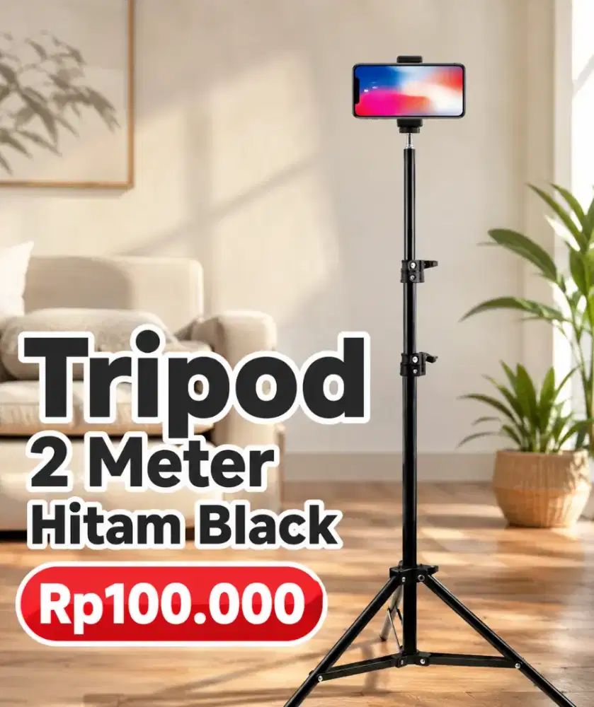 Tripod 2 Meter Stand Hitam Black