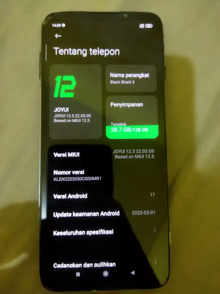 Dijual cepat hp black shark 3 5g fullset 8/128