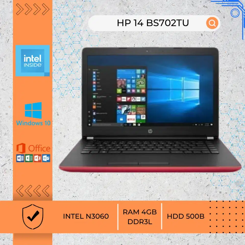 LAPTOP BEKAS HP 14 BS702TU INTEL N3060 RAM 4GB DDR3L HDD 500GB 14INCH