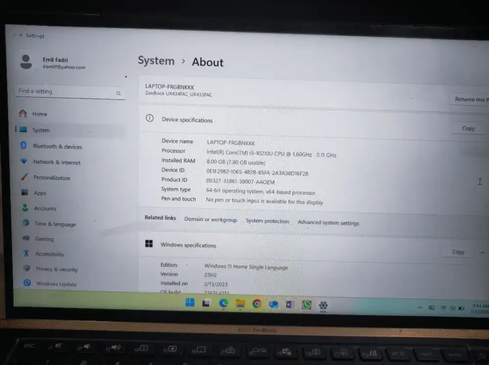 Laptop asus zenbook murah nego