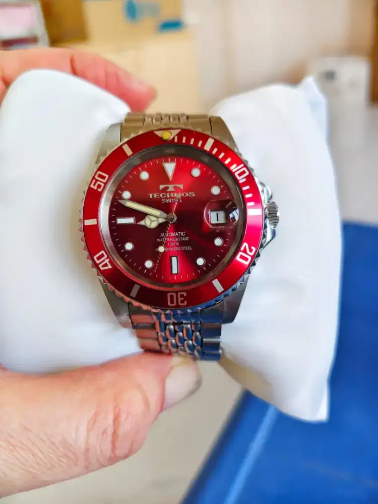 Jam Vintage Technos TAM609 Submarine Red Original Swizz Automatic