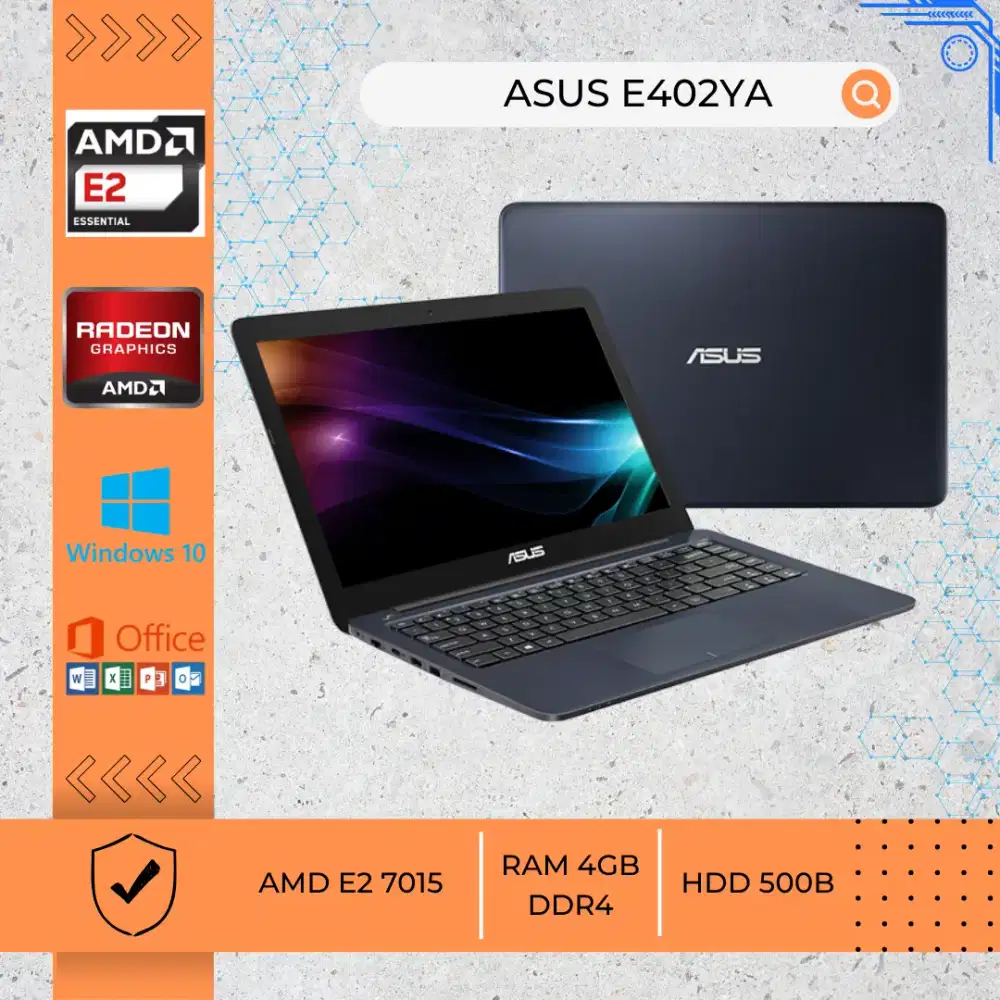 LAPTOP BEKAS ASUS E402YA AMD E2 7015 RAM 4GB DDR4 HDD 500GB 14INCH BLU