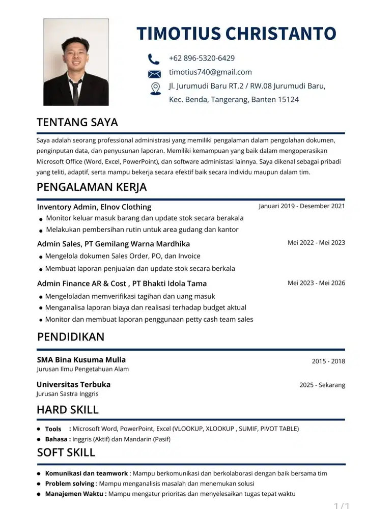 Mencari pekerjaan sebagai Admin / Finance / OB