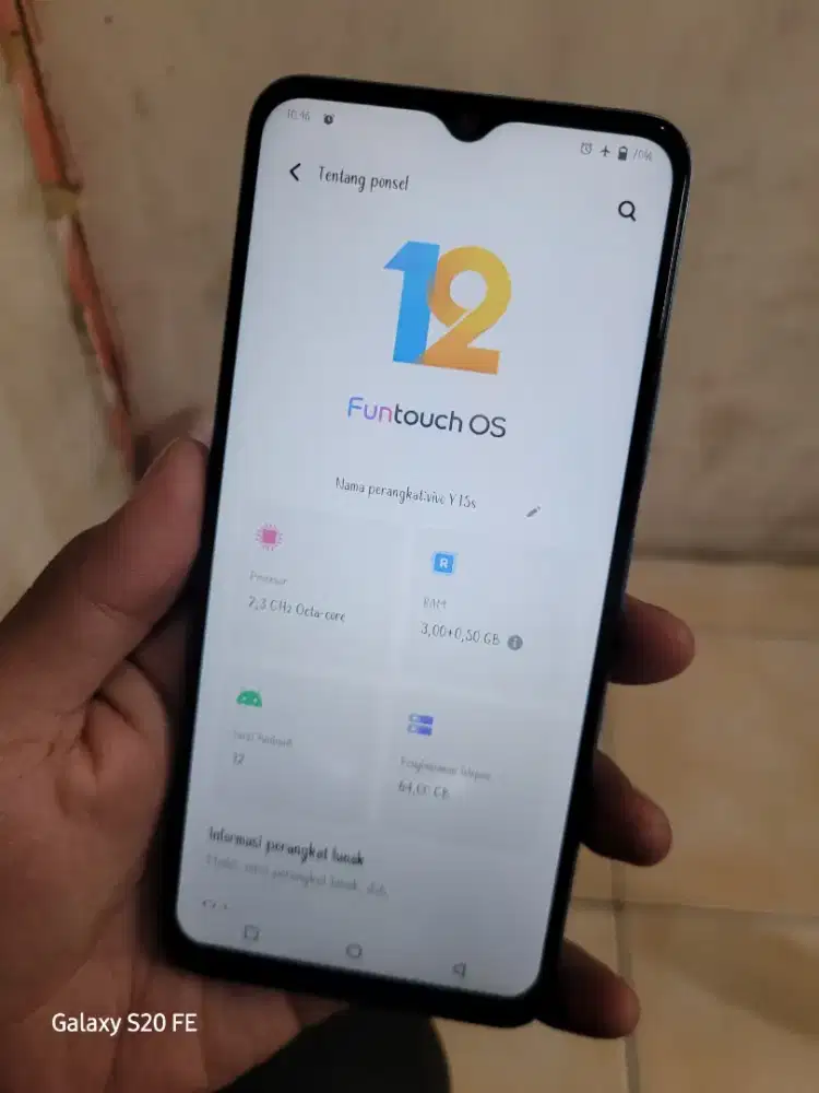 Vivo y15s ram 3/64gb