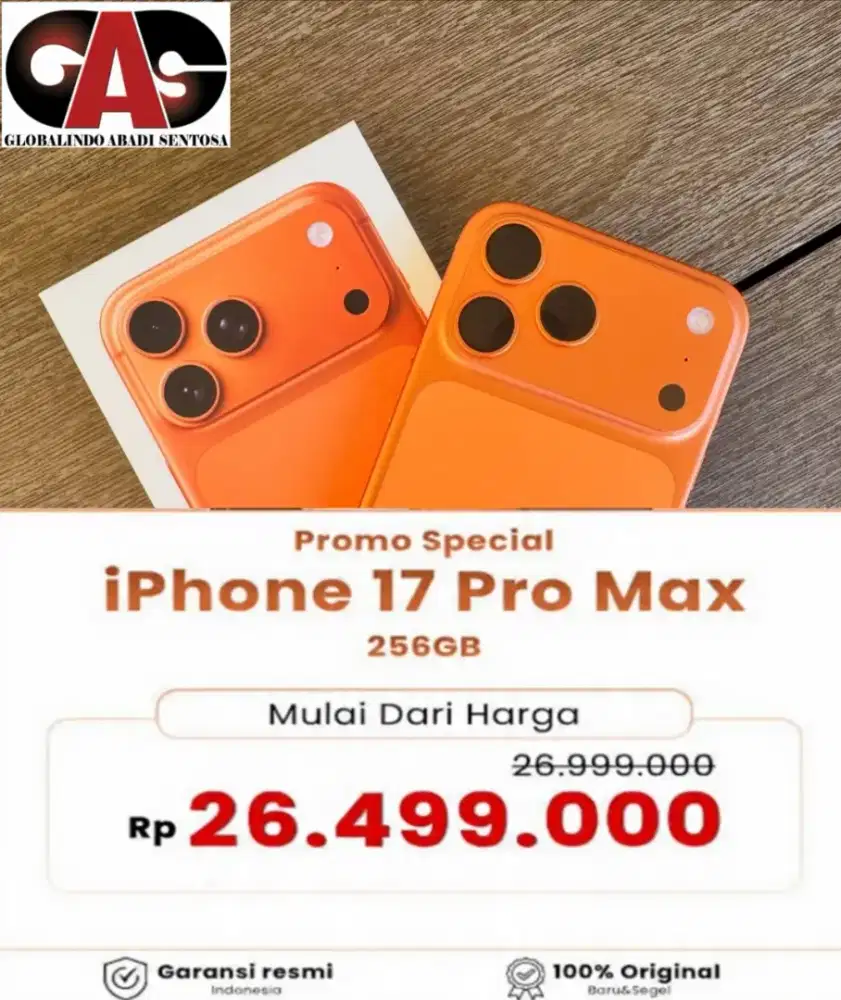 Promo iPhone 17promax 256.Garansi resmi indonesia.