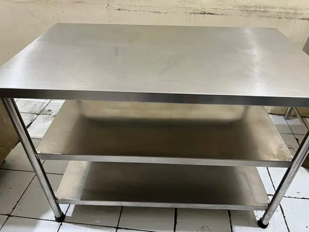 Meja stainless steel Rak 3 Susun