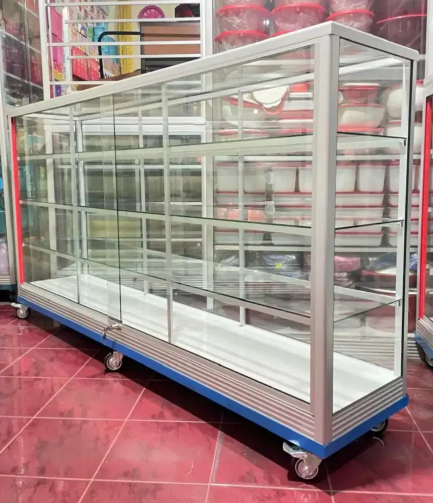 Etalase Aluminium 2 Meter Pakai Roda