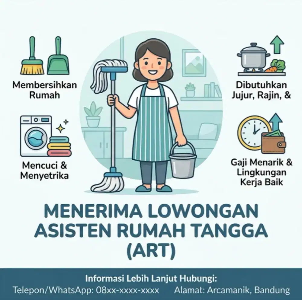 Dicari asisten rumah tangga wilayah arcamanik