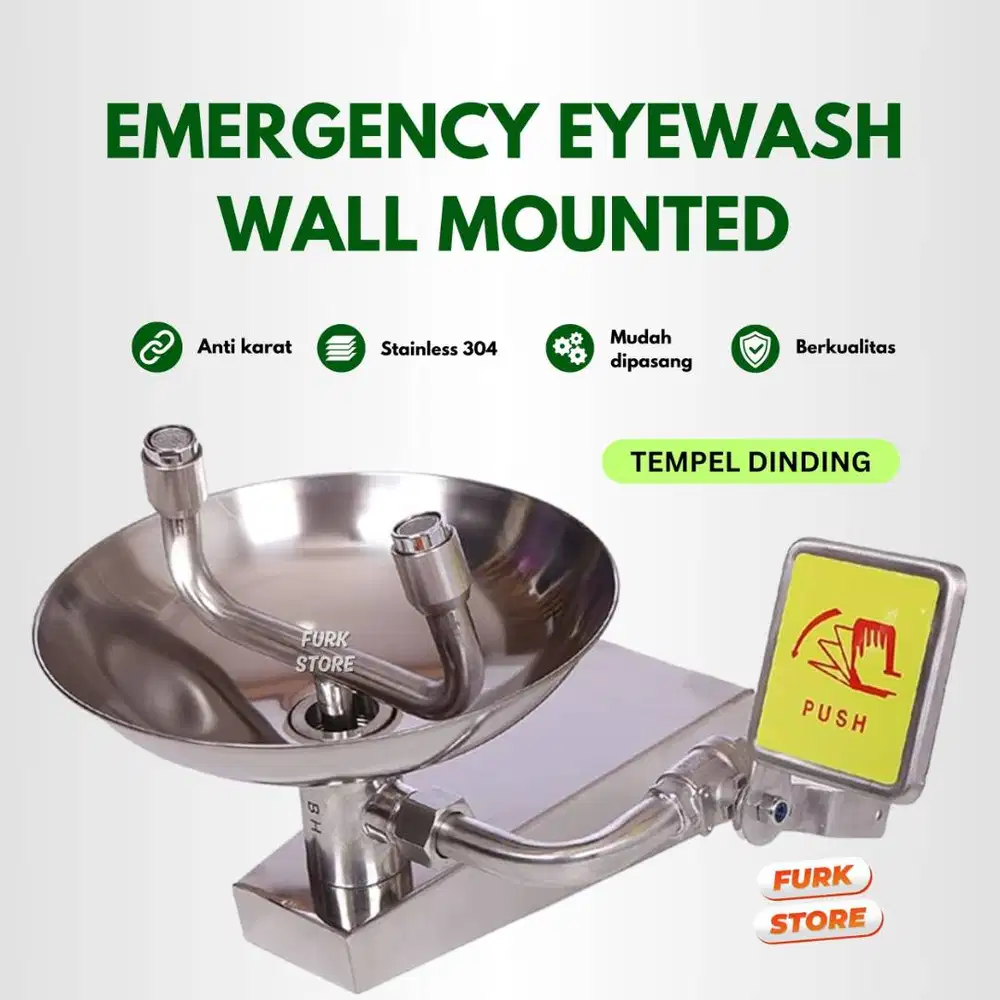 EWWM01 Eyewash Wall Mounted Stainless Steel – Alat Pencuci Mata Darura