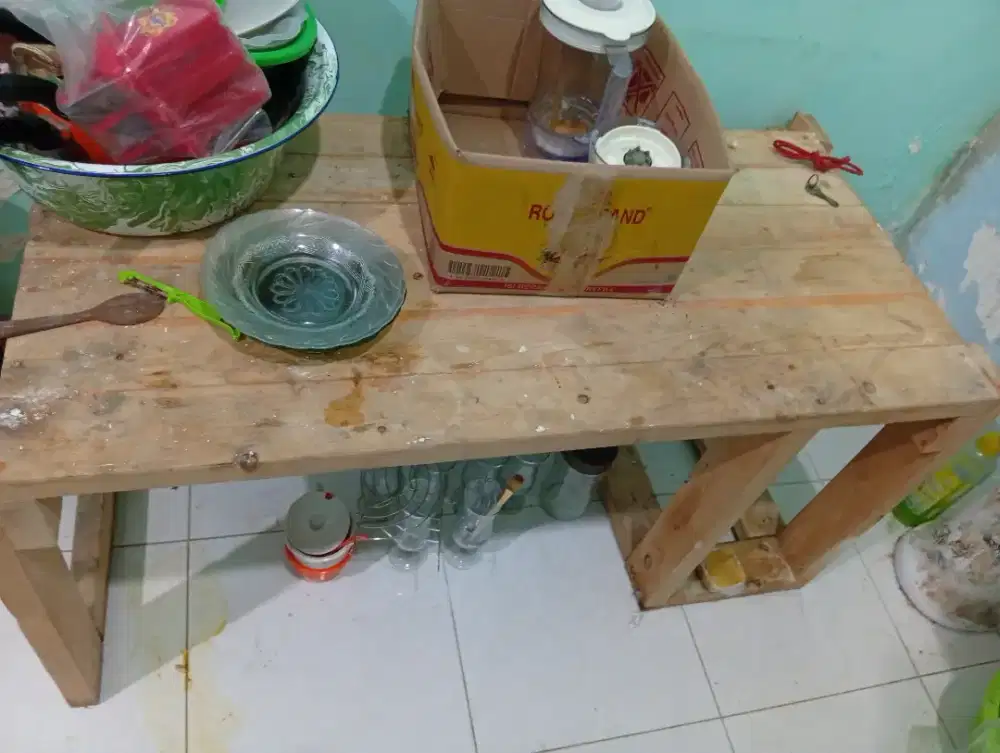 Meja kayu kayu super elegans buat dapur dll mantaps kurah saja siapa c