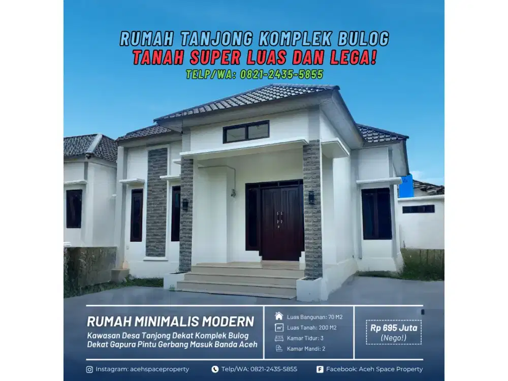 Dijual Rumah di Tanjong Komplek Bulog Dekat Lueng Bata dan Pango - Tanah Super Luas dan Lega!