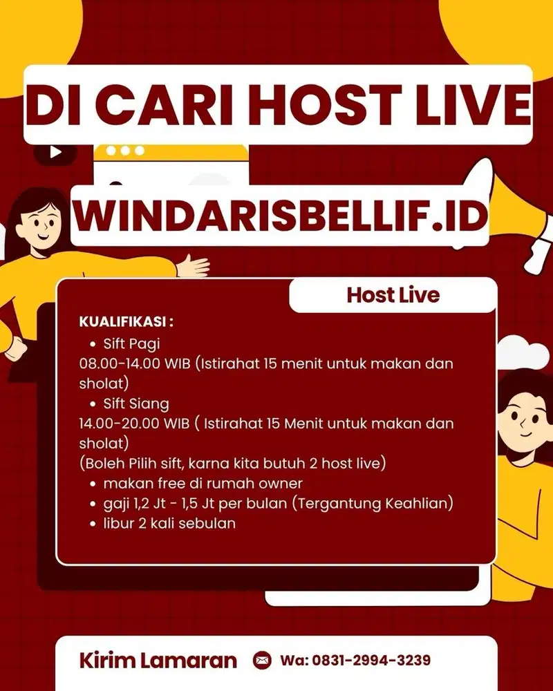 Dicari Host Live Hijab Perempuan