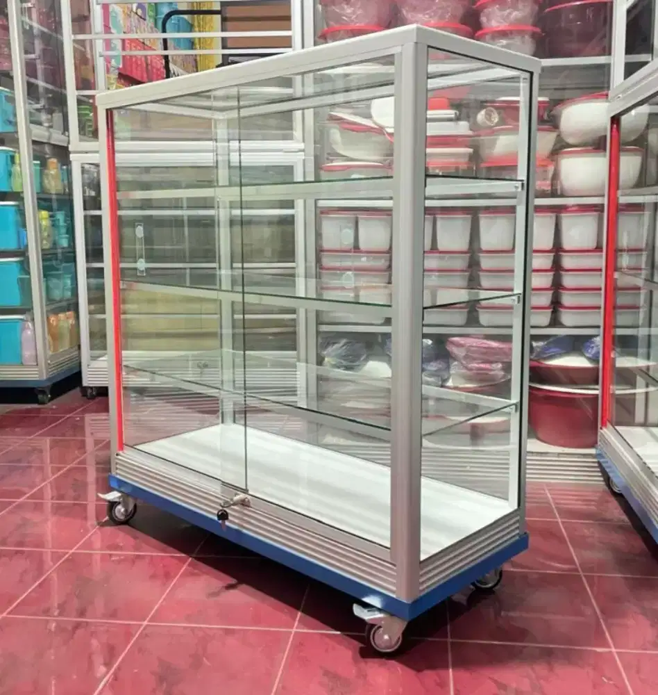 Etalase Toko Pakai Roda & Kunci 1Mx1M  Barang Siap kirim