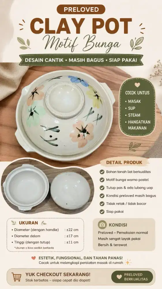 Preloved Claypot bunga bunga
