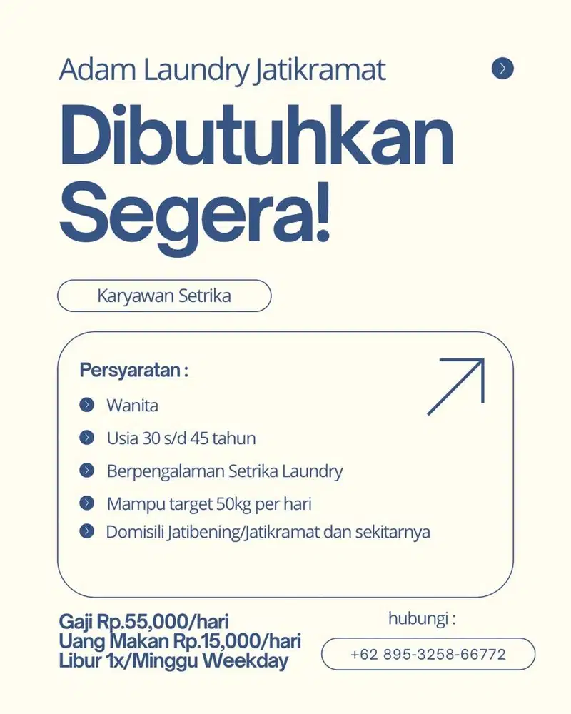 Lowongan Karyawan Setrika Laundry