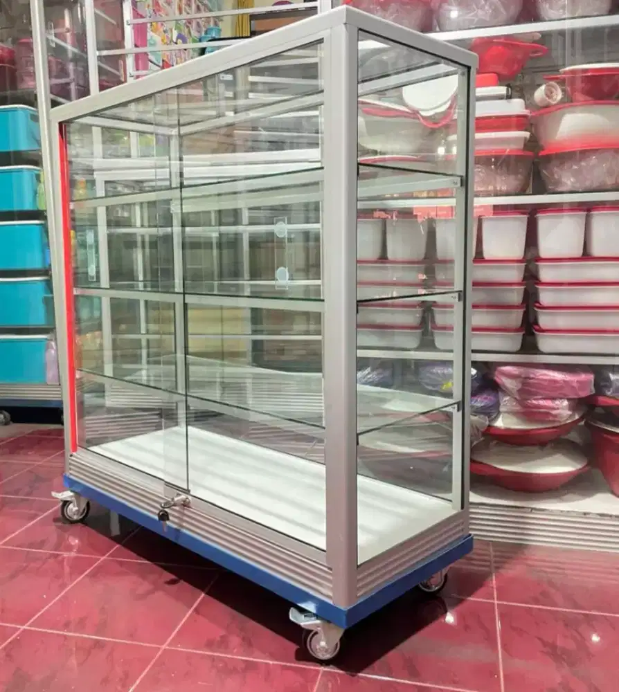 Etalase 1M×1M || Pakai RODA BESAR + KUNCI Harga Terjangkau