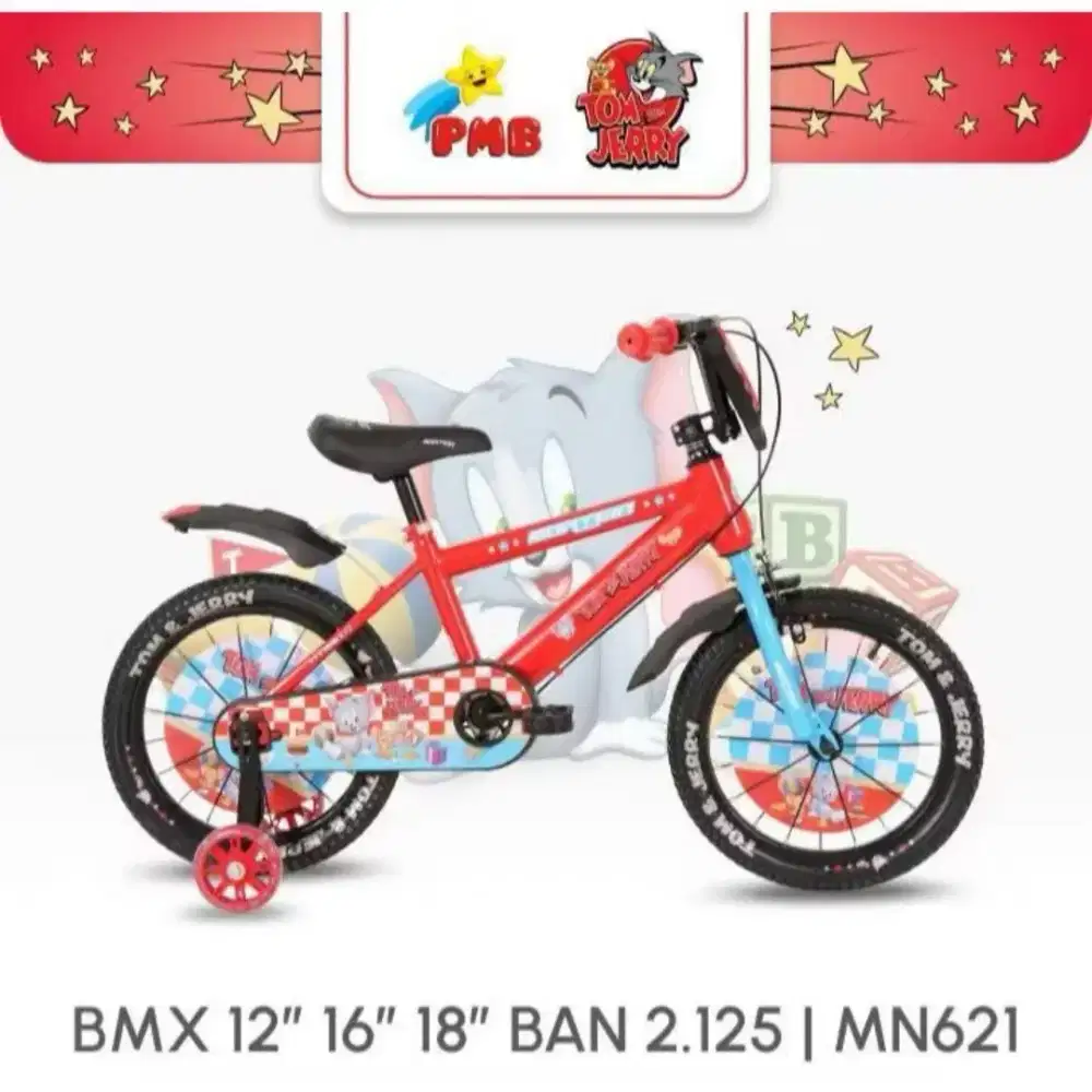 Sepeda BMX Anak laki Mortein MN 621 Tom and Jerry Uk 12, 16, 18 inch