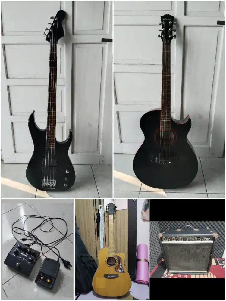 jual borongan alat musik gitar akustik,bass,ampli dan efek mantap