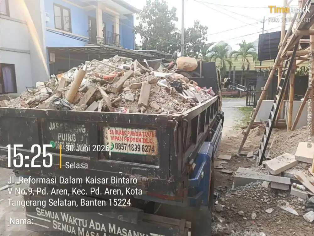 Jasa buang puing dan angkutan sampah