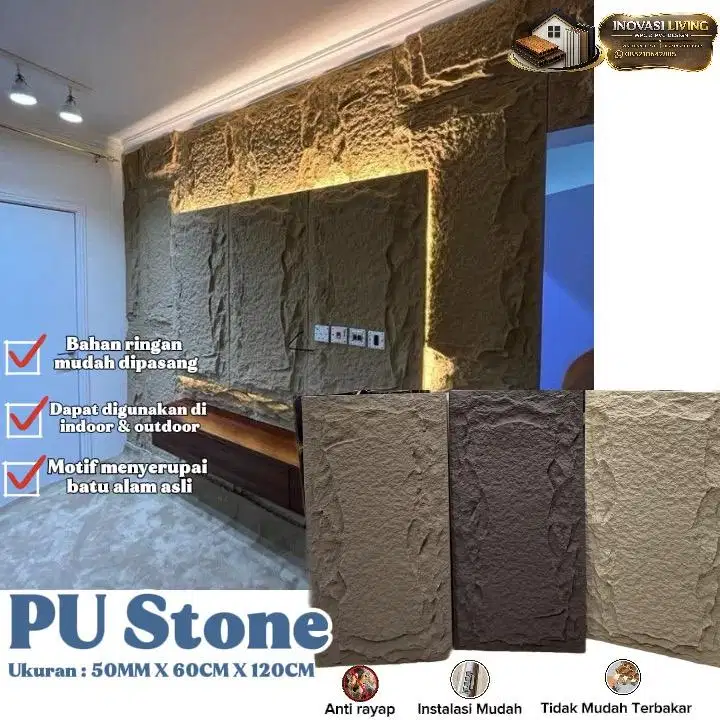 PU Stone Panel Dinding Motif Batu Alam Premium