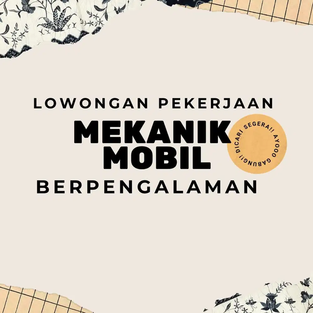 Lowongan mekanik mobil berpengalaman