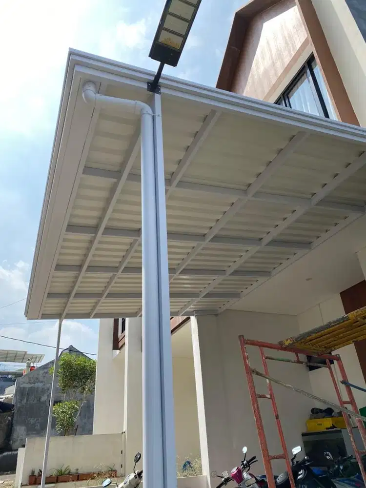 Kanopi rangka besi hollow atap alderon + talang air galvanis