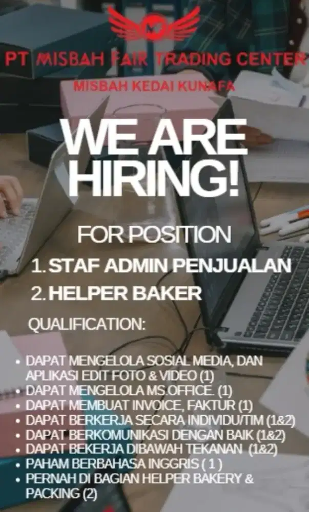 Staff Admin & Helper Bakery