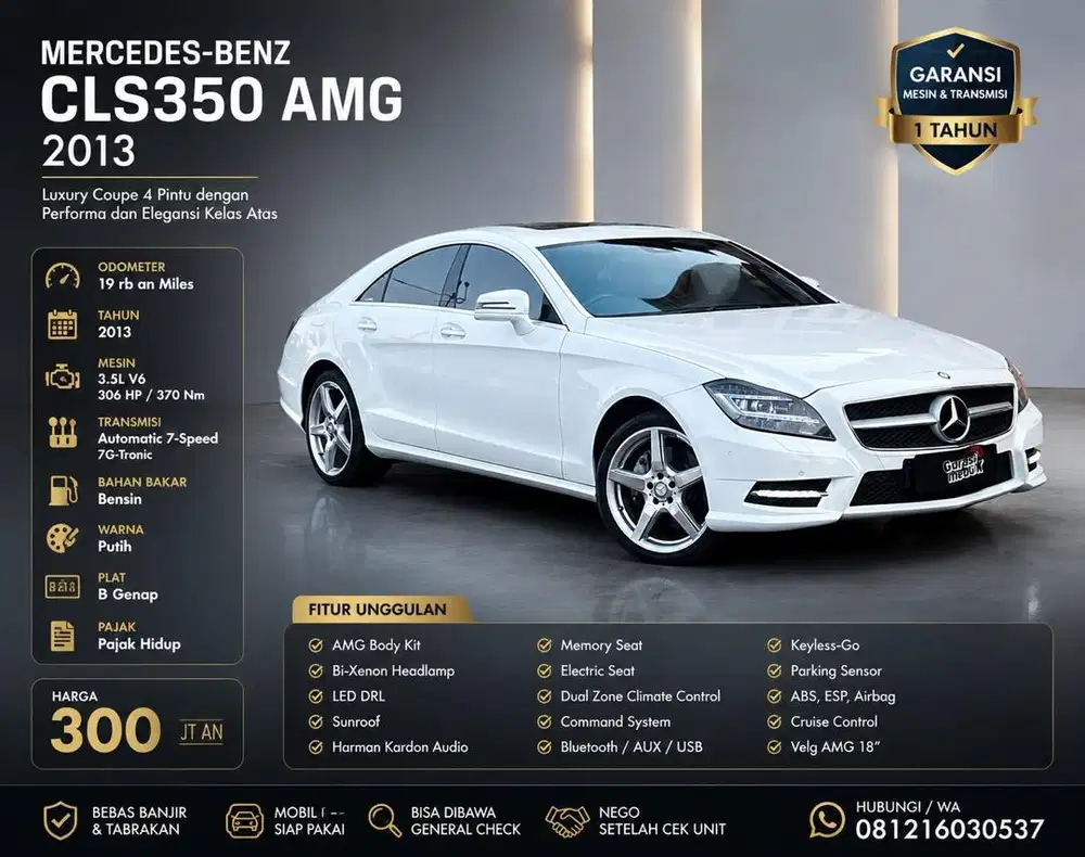Mercedes Benz Mercy CLS350 CLS 350 AMG 2013 Antik Low KM Murah Bekas