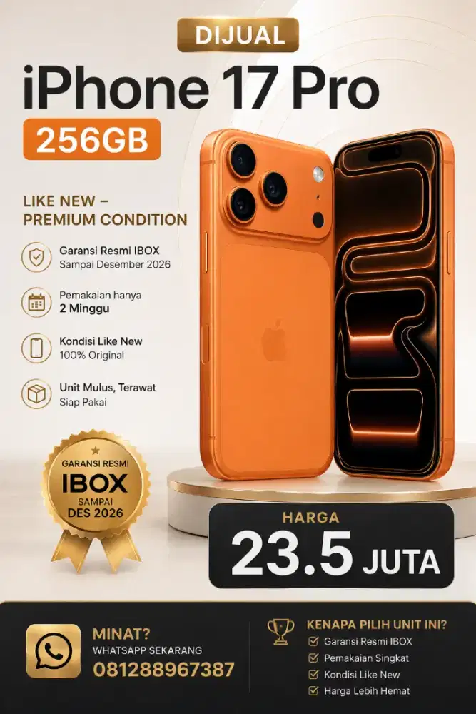 Jual Iphone 17 Pro 256Gb Garansi Ibox