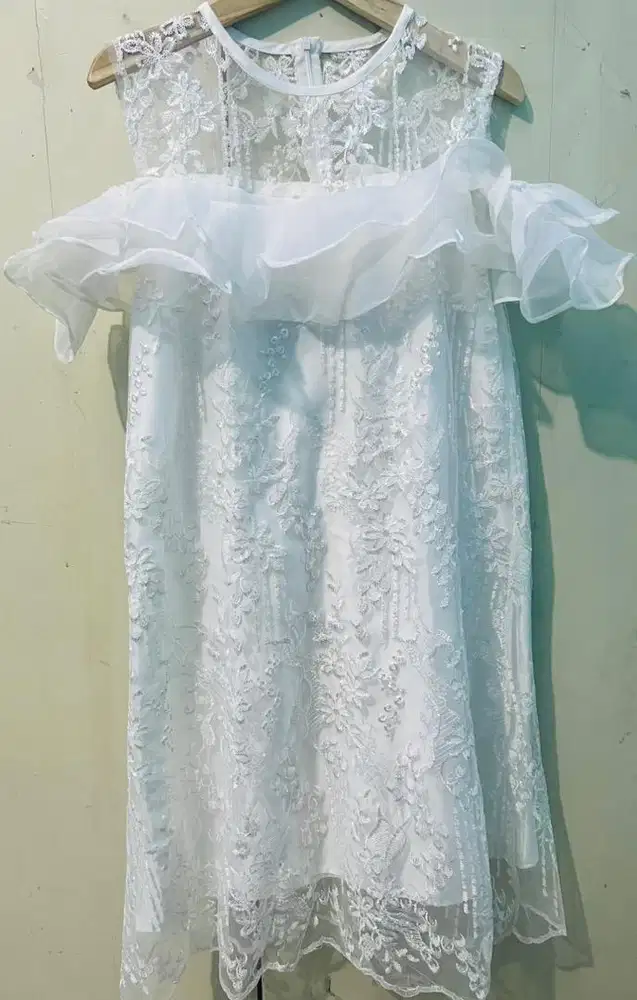 Brokat Organza Sabrina Dress Korean Style Gaun Party/Kondangan Formal
