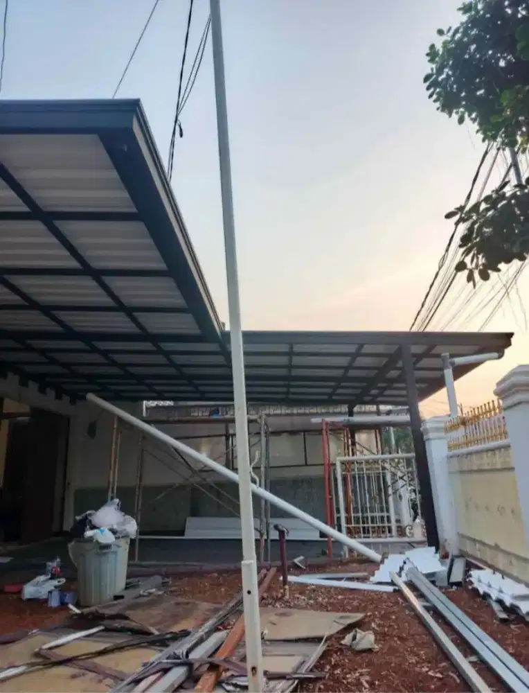 kanopi alderon double layer kombinasi talang air list profil