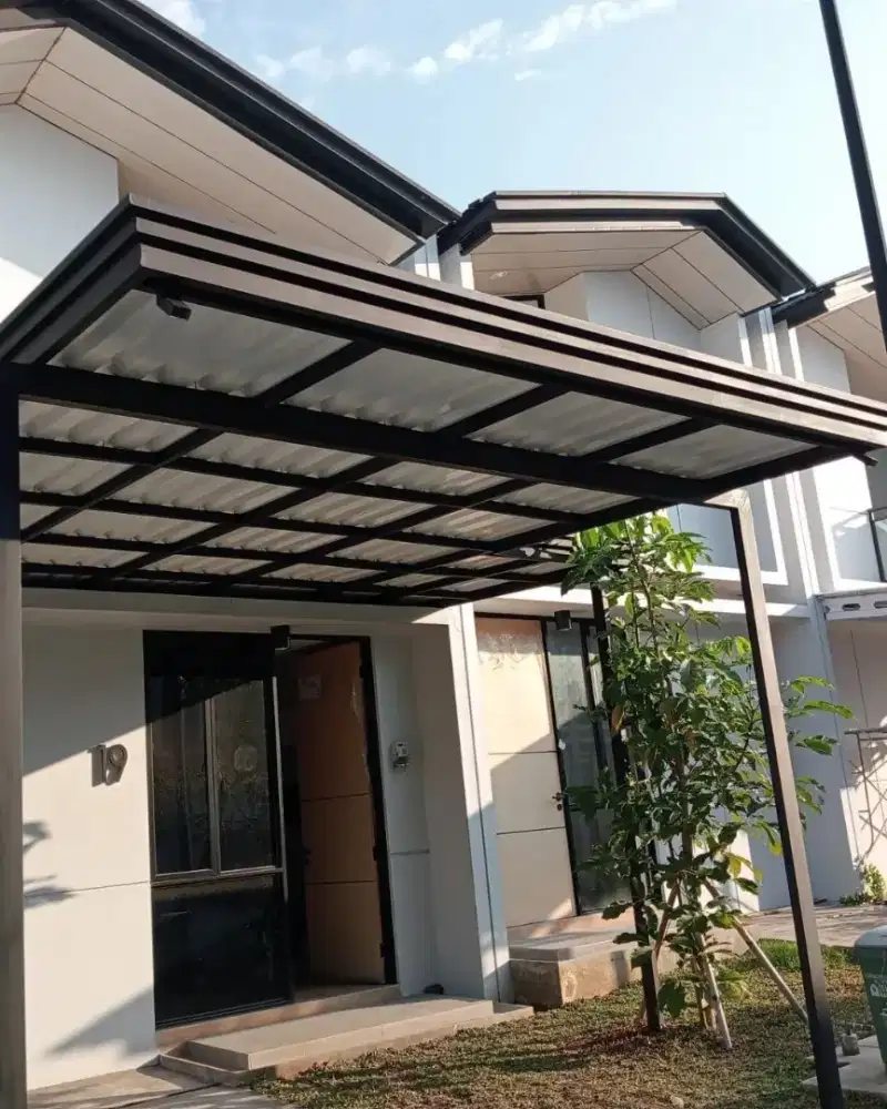 kanopi alderon double layer kombinasi talang air list profil
