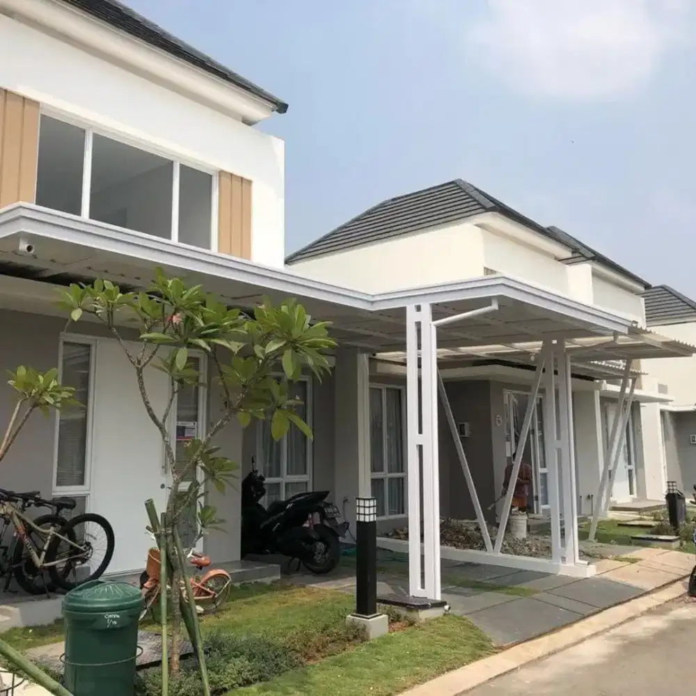 kanopi alderon double layer kombinasi talang air list profil