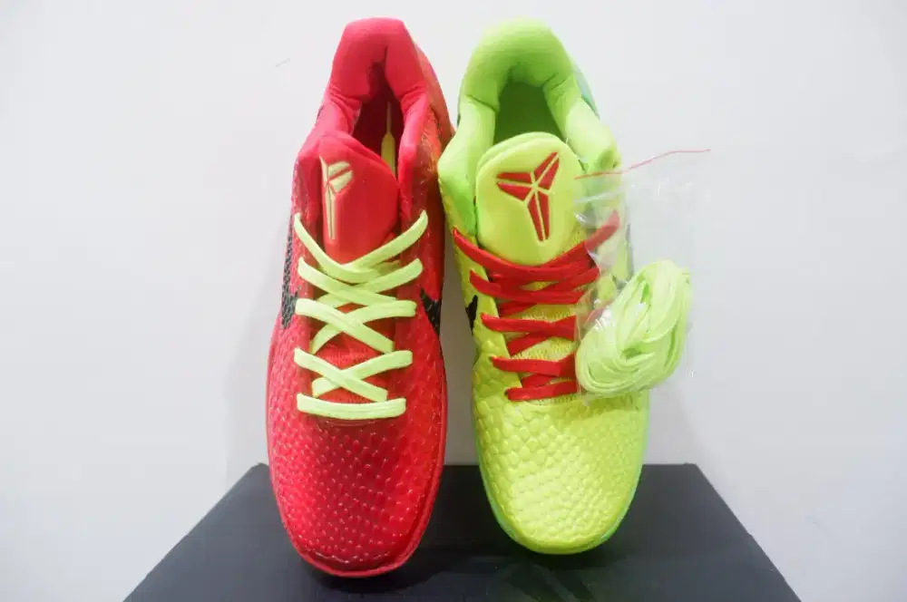 Sepatu basket Kobe 6grinch mismatch hijau merah