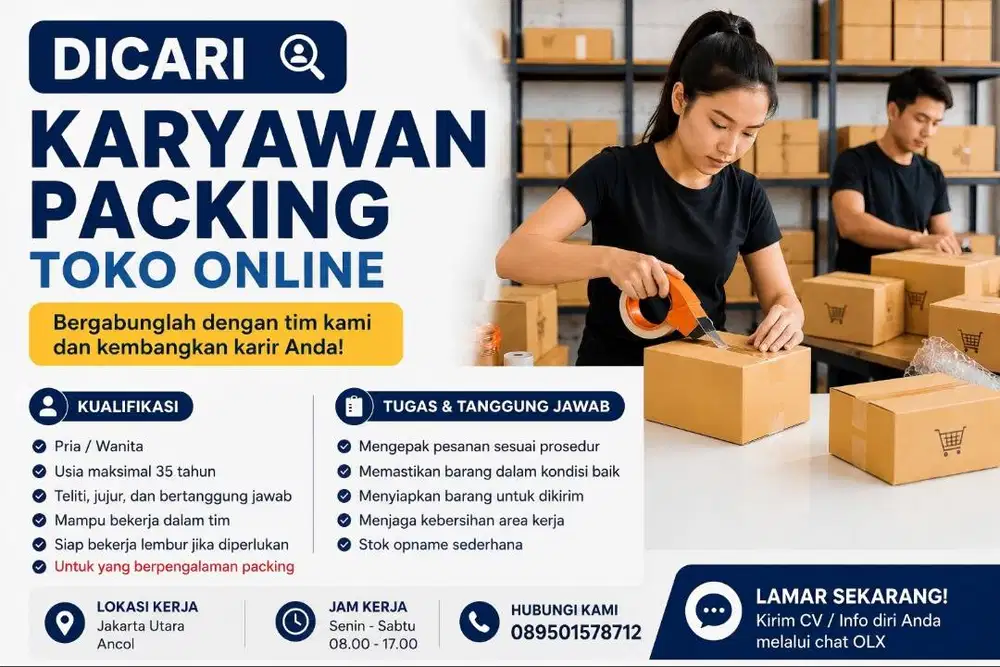 Lowongan Kerja Packing Toko Online – Jakarta Utara (Ancol)