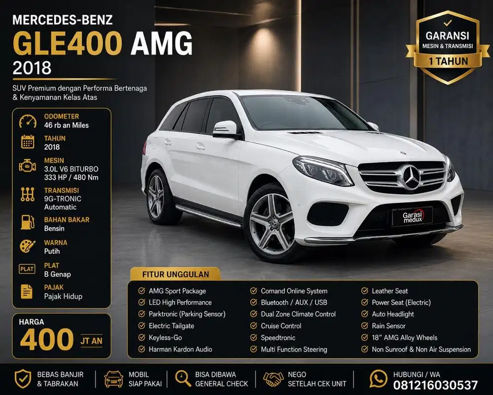 Mercedes Benz Mercy GLE400 GLE 400 AMG 4 matic 2018 Antik Low KM Murah