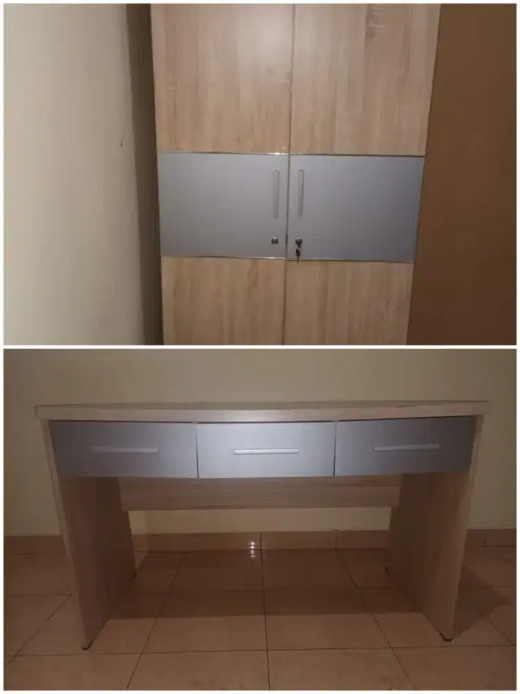 Dijual Lemari Pakaian 2 Pintu dan Meja Kerja / Belajar