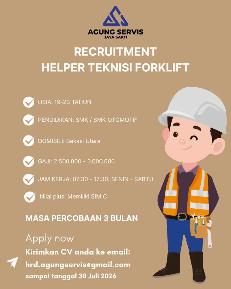 HELPER TEKNISI FORKLIFT