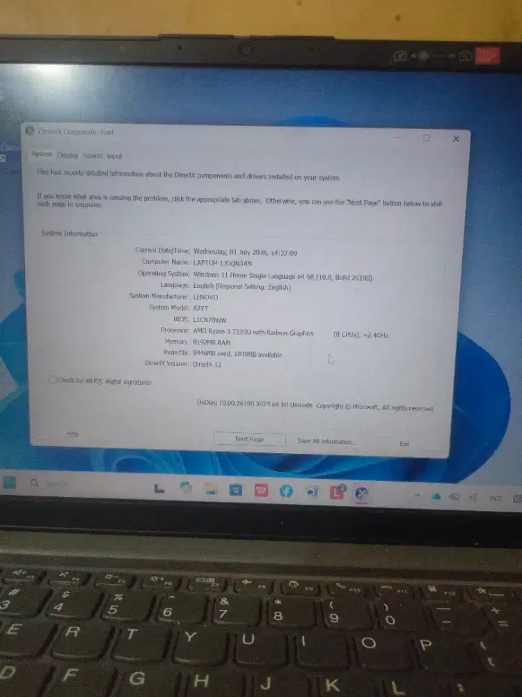 laptop Lenovo v14 g4 amn