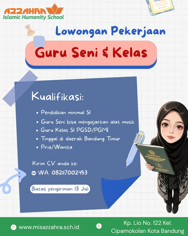 Lowongan Guru Seni & Guru Kelas