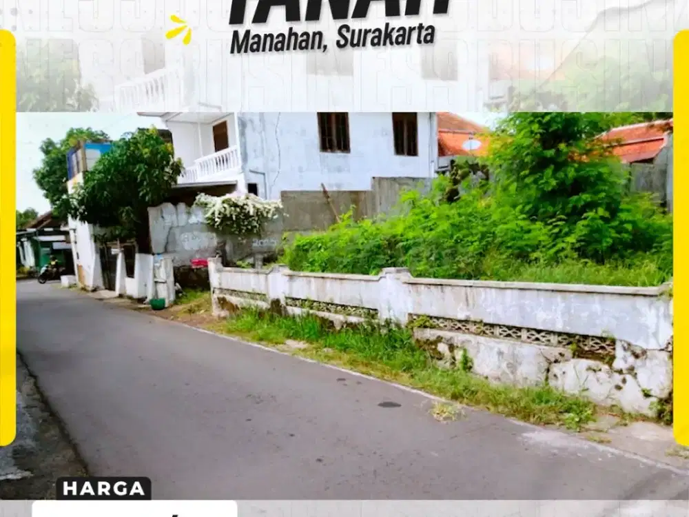 Tanah 565meter Siap Bangun Mobil Simpangan di Manahan banjarsari Solo