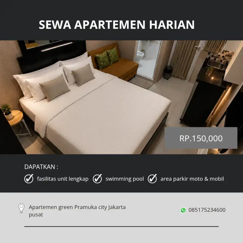sewa apartemen harian green Pramuka city Jakarta pusat
