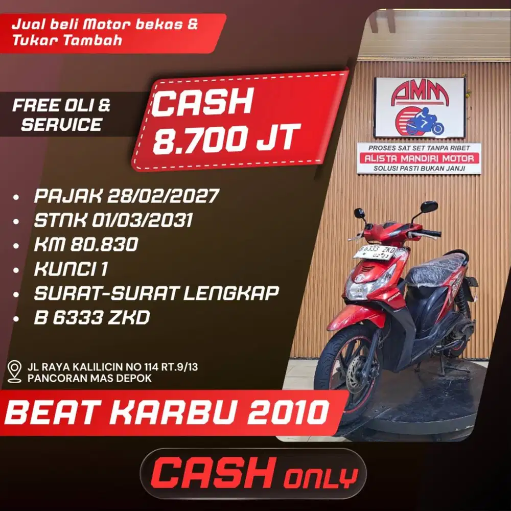 BEAT KARBU 2010 PAJAK HIDUP CASH ONLY SPAYLATER KREDIVO CC 0% ALISTA