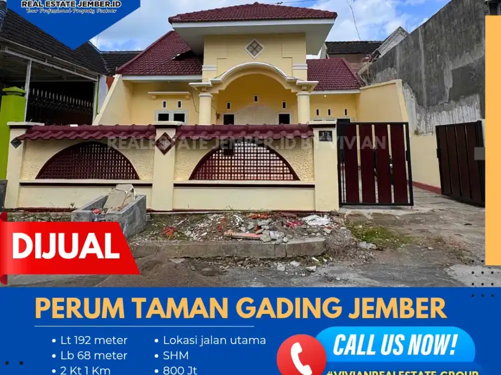 RUMAH DI JALUR UTAMA TAMAN GADING JEMBER