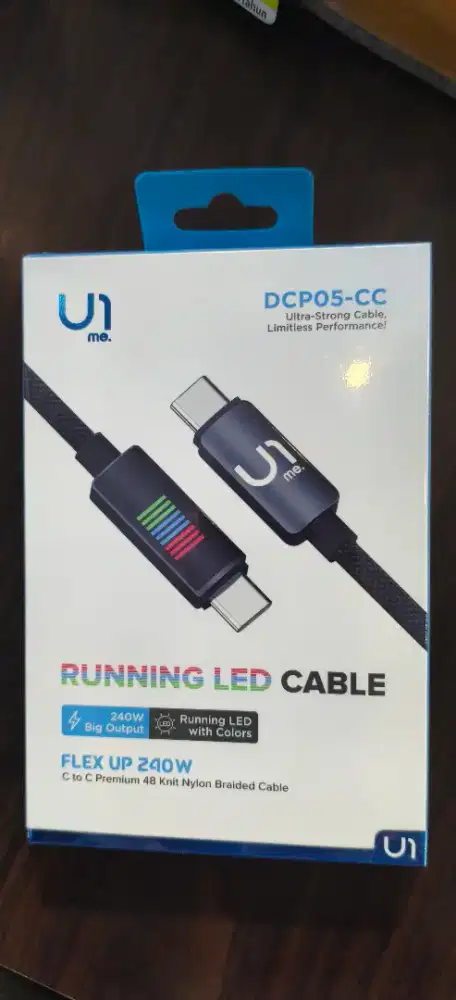 U1me Kabel Data USB-C to C 240W Flex Cable Solid Nylon Braided DCP05CC