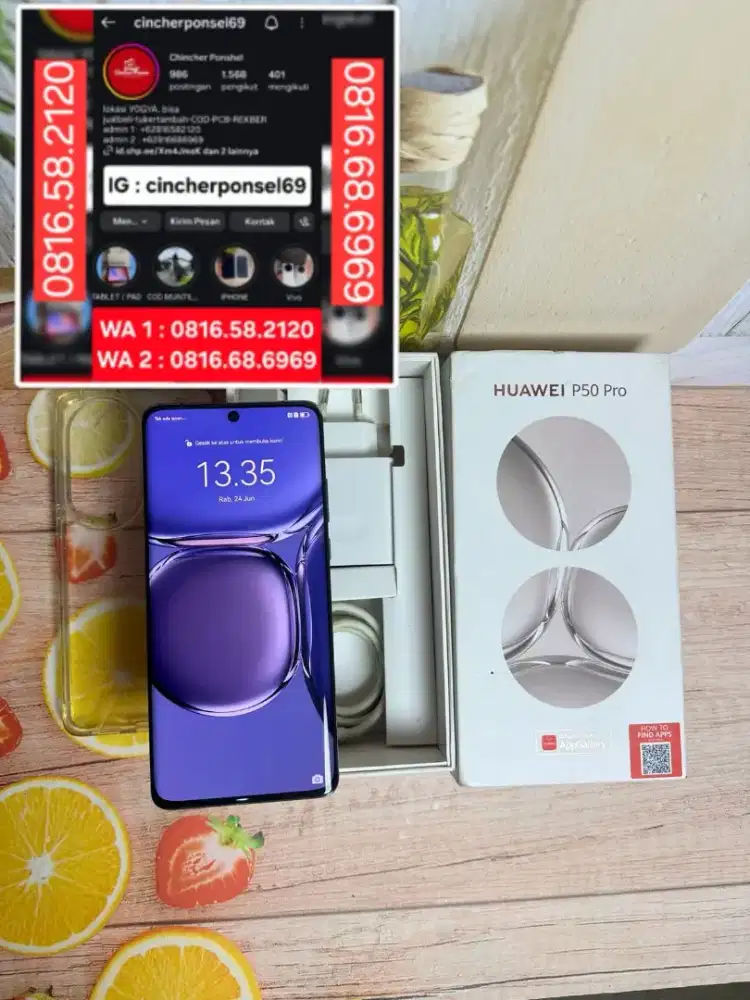 Jual HP Huawei P50 Pro 8/256 likenew istimewa fullset original