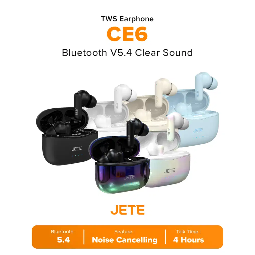 Headset Jete CE6 Bluetooth V5.4 Clear Sound Touch Control TWS