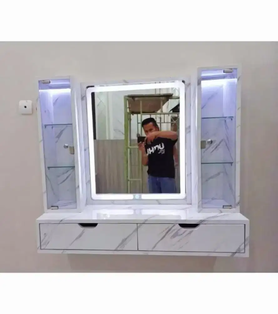 Second Meja Rias Lampu LED 100x35 Cermin Rias Meja Rias Gantung