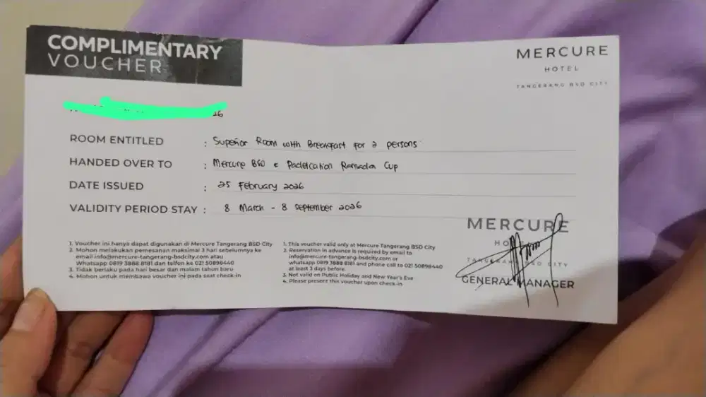 VOUCHER MENGINAP MERCURE HOTEL BSD (SUPERIOR ROOM INCLUDE BREAKFAST)
